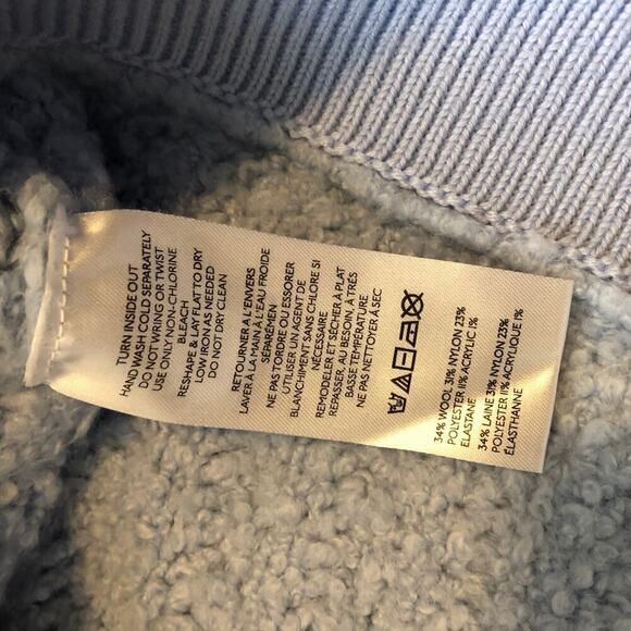 Anthropologie Zip Up Brushed Collared Cardigan Womens Sz M Blue Crop - Picture 4 of 7